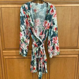 Anthropologie Plum Pretty Sugar Floral Robe Bridal Wedding